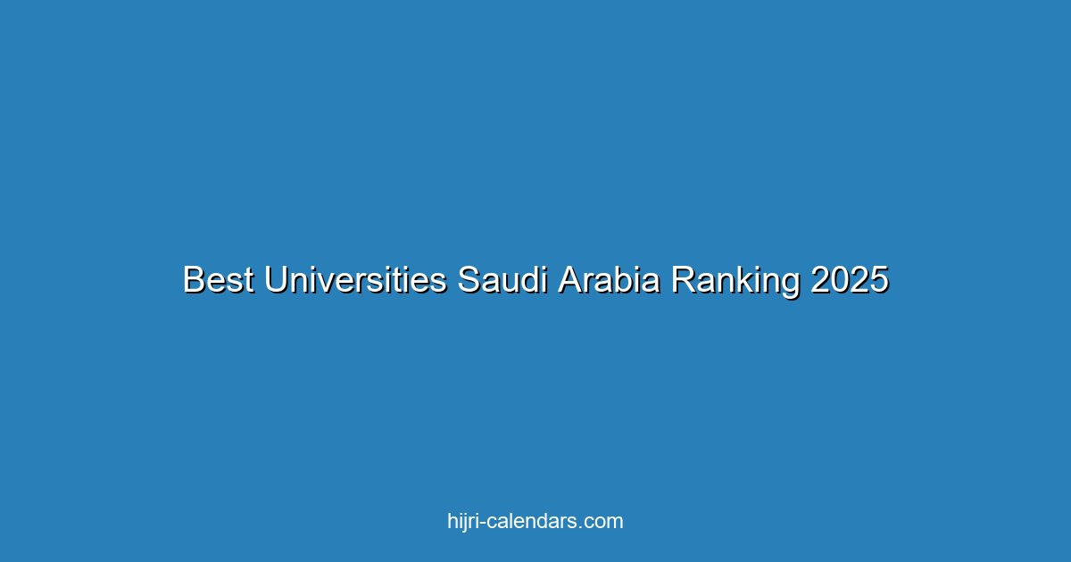 Best Universities in Saudi Arabia 2025: Rankings & Comparison